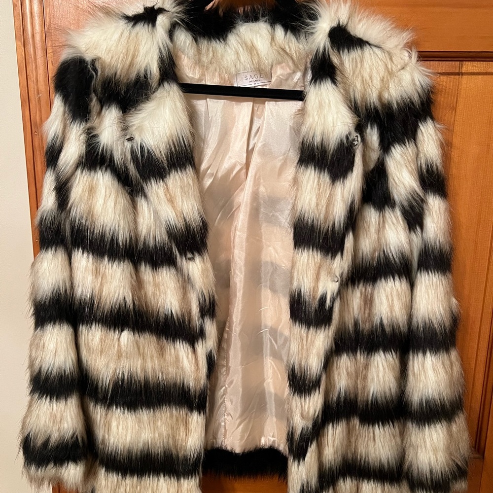 Black/ White Fur Coat